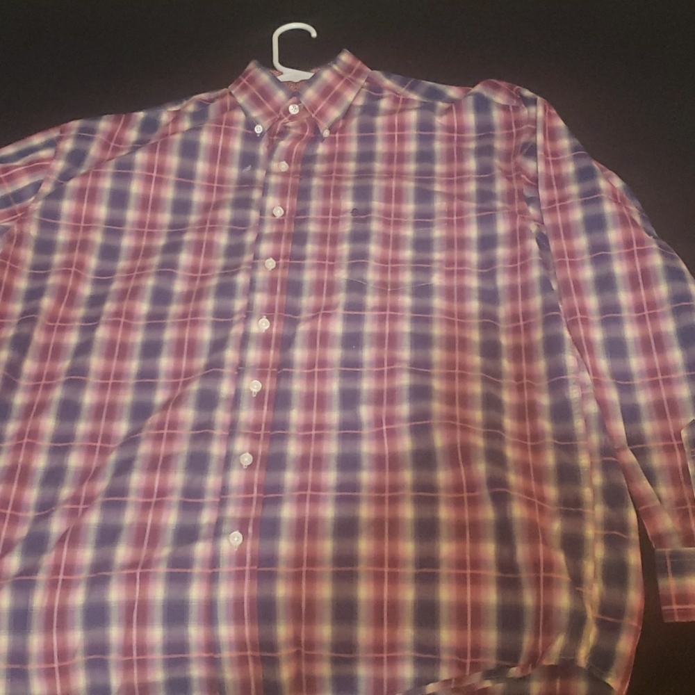 Stetson XL button up shirt, light weight cotton burgundy navy and pink